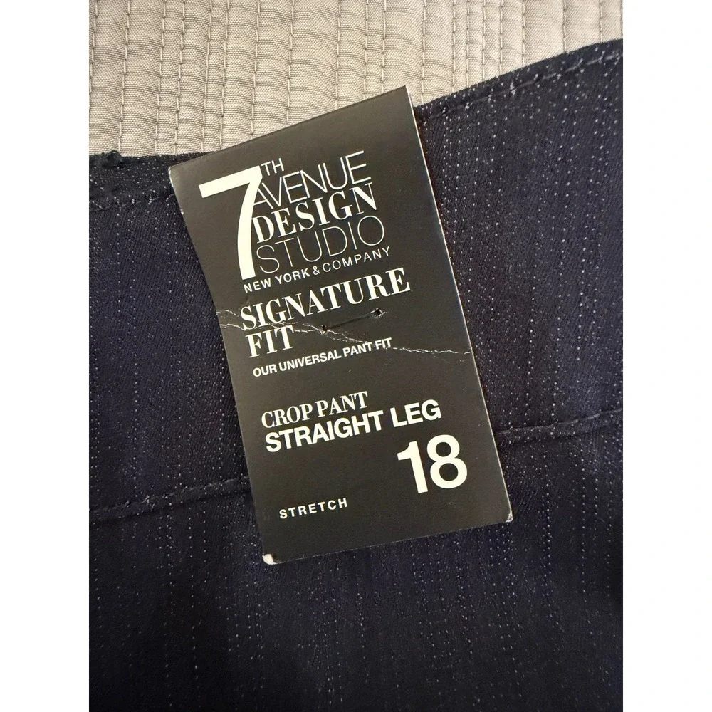 New York &‎ Company 7th Avenue Signature Fit Crop Pant Straight Leg Navy Blue 18